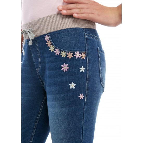 Girls  Waist with Daisy Knit Denim Leggings by Crown & Ivy