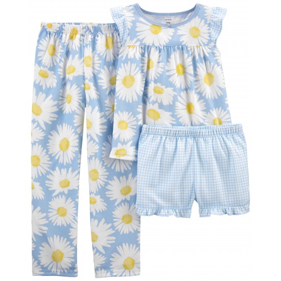 Carter's  Daisy  Top + Shorts + Pants Pajama Set - Girls