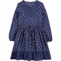 Girls Carter's Mixed Print Poplin Dress