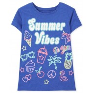 Girls Summer Vibes Graphic Tee - S/D Deep Royal by Children's Place 