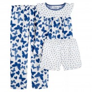 Carter's Butterfly Dots Top, Shorts & Pants Pajama Set - Girls