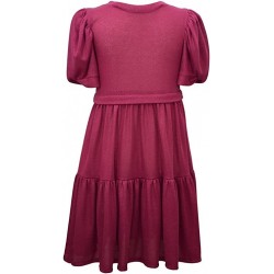 Bonnie Jean Girls 4-16 Iridescent Fuchsia Pink Tiered Knit Dress Necklace Set Bonnie Jean Girls 4-16 Iridescent Fuchsia Pink Tiered Knit Dress Necklace Set