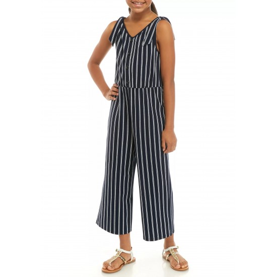 SEQUIN HEARTS girls Girls 7-16 Sleeveless Navy Stripe Knit Jumpsuit