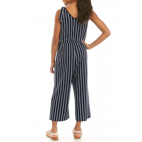 SEQUIN HEARTS girls Girls 7-16 Sleeveless Navy Stripe Knit Jumpsuit