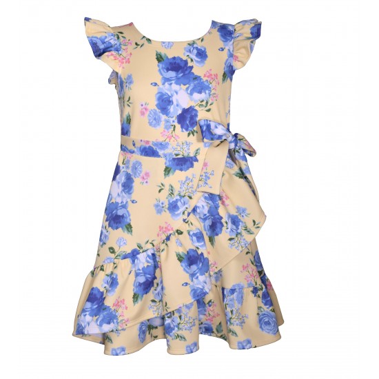 Bonnie Jean  Floral Scuba Skater Wrap Dress - Big Girls 