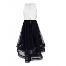 Speechless Big Girls Sleeveless Fit + Flare Dress Ivory and Navy Color 