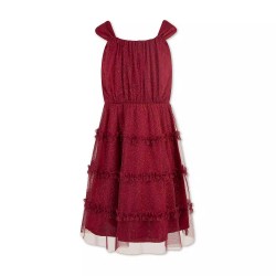 Speechless Big Girls Sleeveless Fit + Flare Dress - Burgundy 