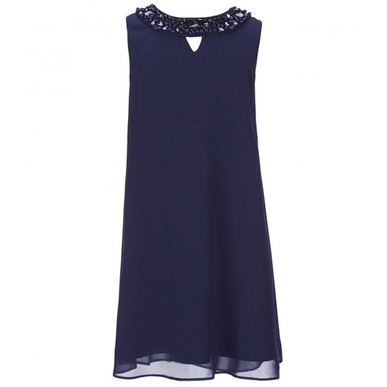 I.N. Girl Big Girls Sleeveless Keyhole Dress - Navy