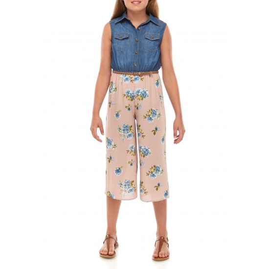 Beautees Girls 7-16 Sleeveless Chambray Boyfriend Jumpsuit 