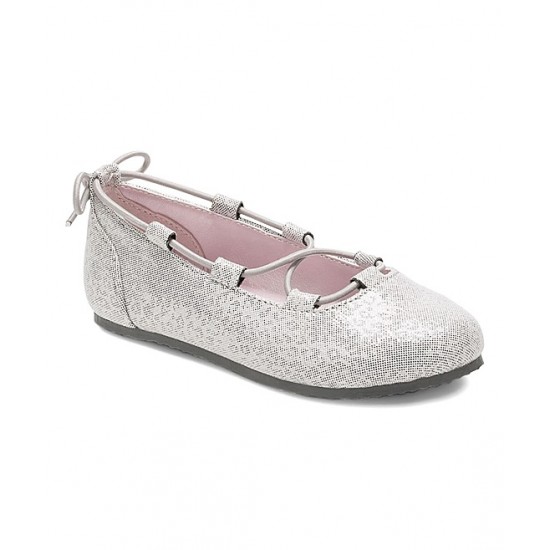 girls silver flats