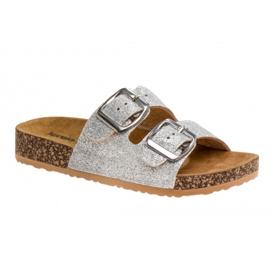 Kensie Girl  Silver Glitter Double-Buckle Slide - Girls