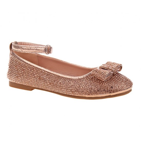 Nanette Lepore Girls Rhinestone Flat - Rose Gold