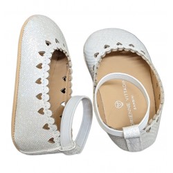 ADRIENNE VITTADINI BABY GIRLS' HEART BOOTIES SHOES - SILVER  ADRIENNE VITTADINI BABY GIRLS' HEART BOOTIES SHOES - SILVER