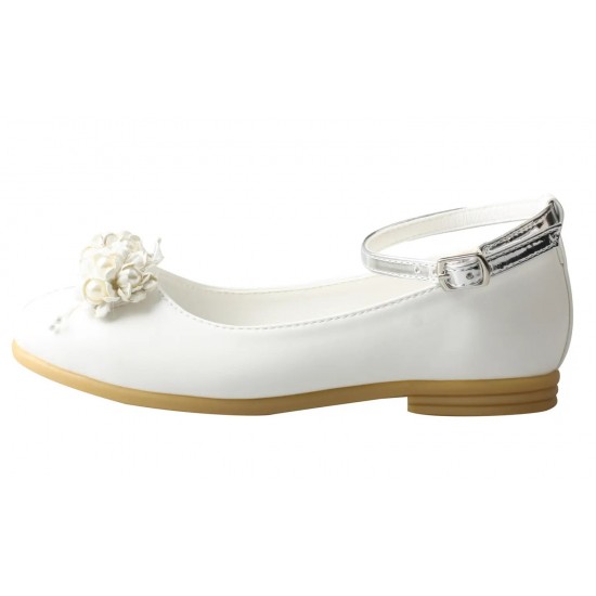 Girls Floral Party Dress Shoes - White