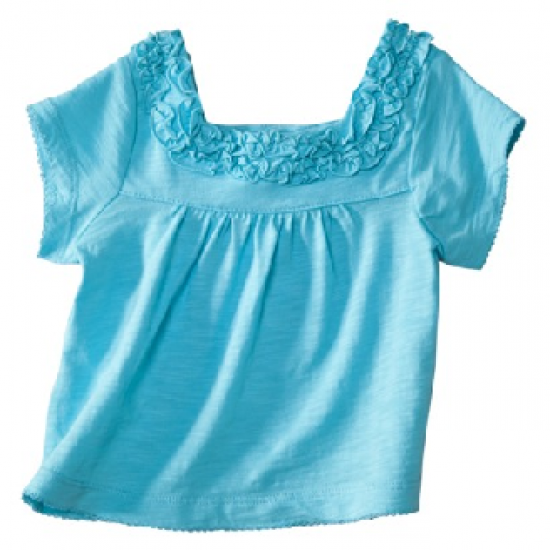 Cherokee Ruffled Neck Baby Girl Top Blue