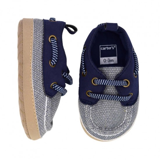 Carter's Navy Boat Crib Shoes  - Baby Boy 