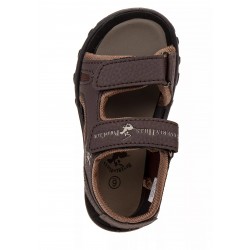Beverly Hills Polo Boys’ Hook and Loop Strap Sandals - Brown/Taupe Beverly Hills Polo Boys’ Hook and Loop Strap Sandals - Brown/Taupe