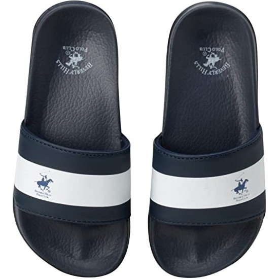 Beverly Hills Polo Club Boys Slip-On Sandal Slides -Blue/White