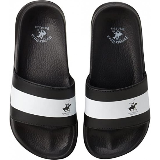 Beverly Hills Polo Club Boys Slip-On Sandal Slides -Black/White